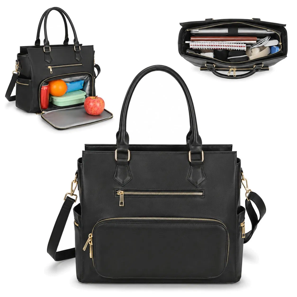 Large Capacity Insulated Lunch Cooler Tote Shoulder Bag with Purse for Women