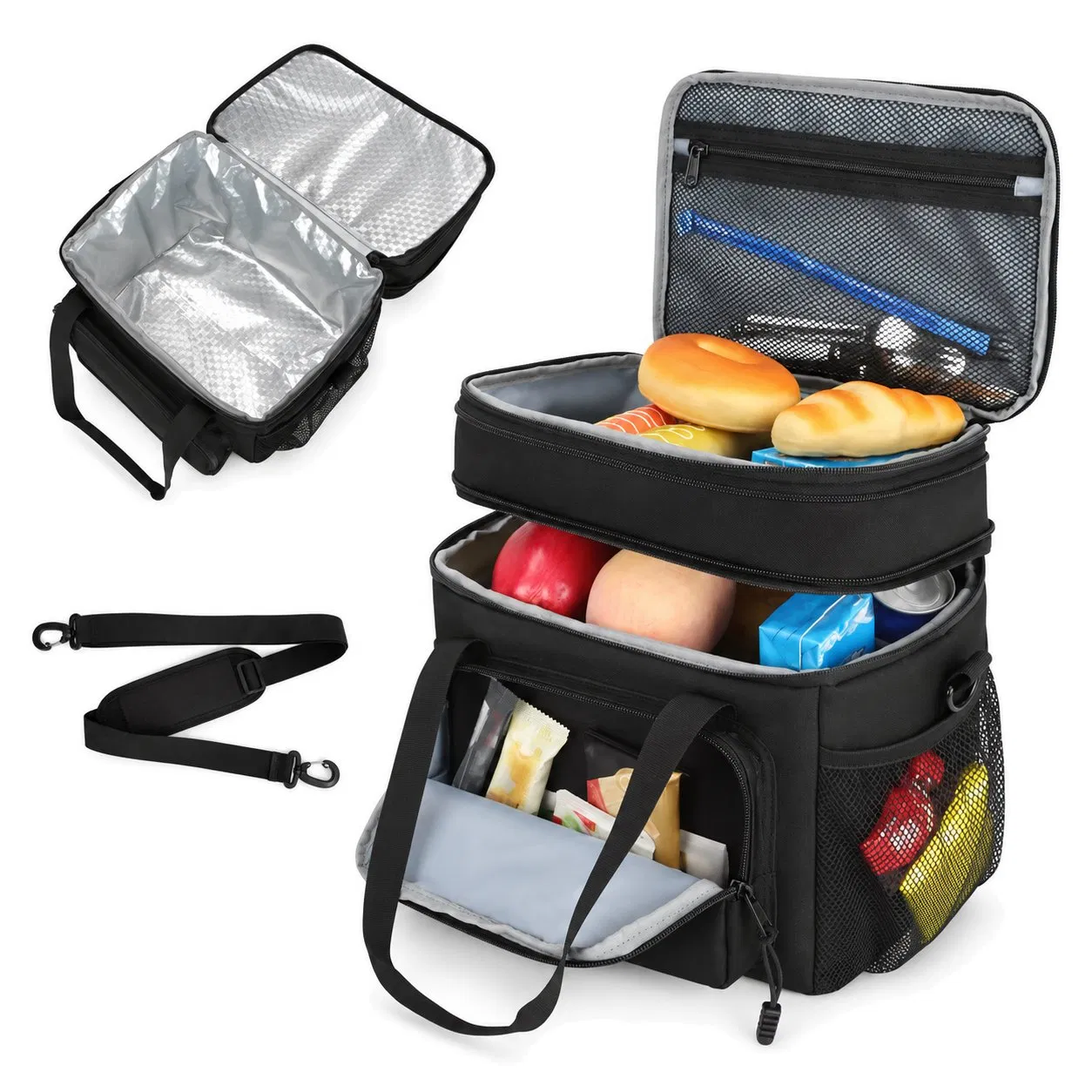 Custom Logo Polyester Insulated Cooler Lunch Bag with Waterproof Food Storage for Camping and Picnics