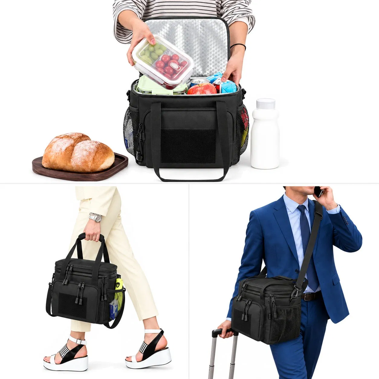 Custom Logo Polyester Insulated Cooler Lunch Bag with Waterproof Food Storage for Camping and Picnics
