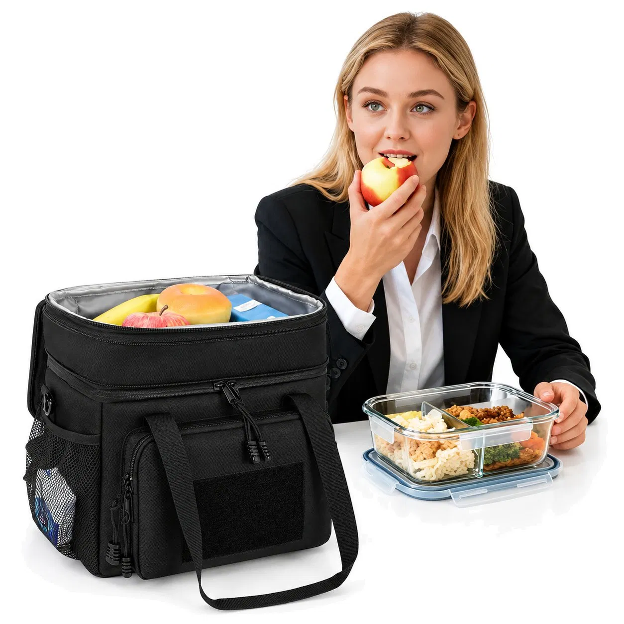 Custom Logo Polyester Insulated Cooler Lunch Bag with Waterproof Food Storage for Camping and Picnics