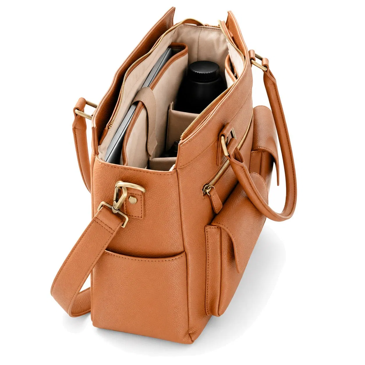 Custom Vintage PU Leather Camera Tote Bag with Removable Dividers for SLR Lens and Digital Gear