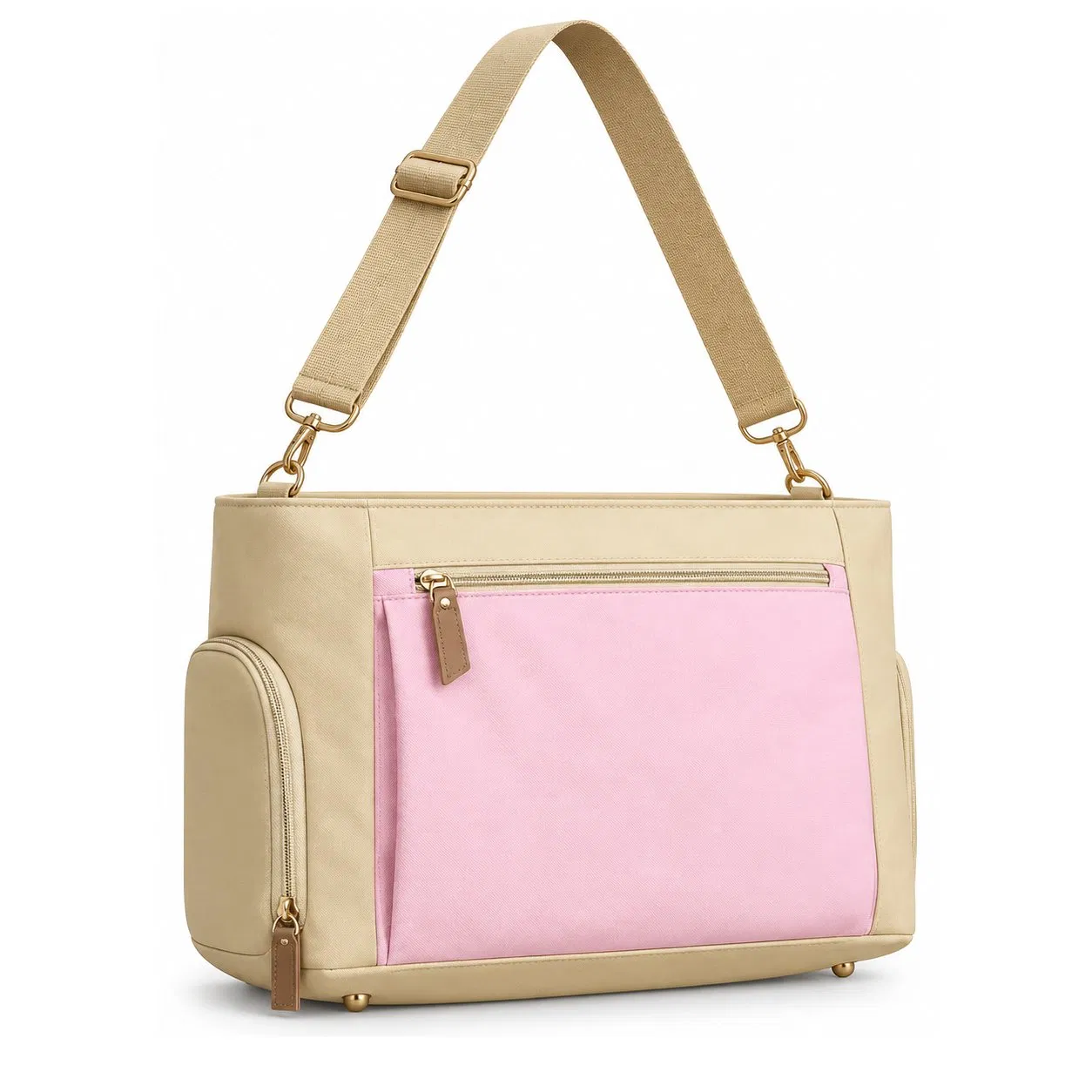 Custom Nylon Travel Diaper Shoulder Bag Large Capacity Water Resistant Baby Organizer with Luggage Sleeve