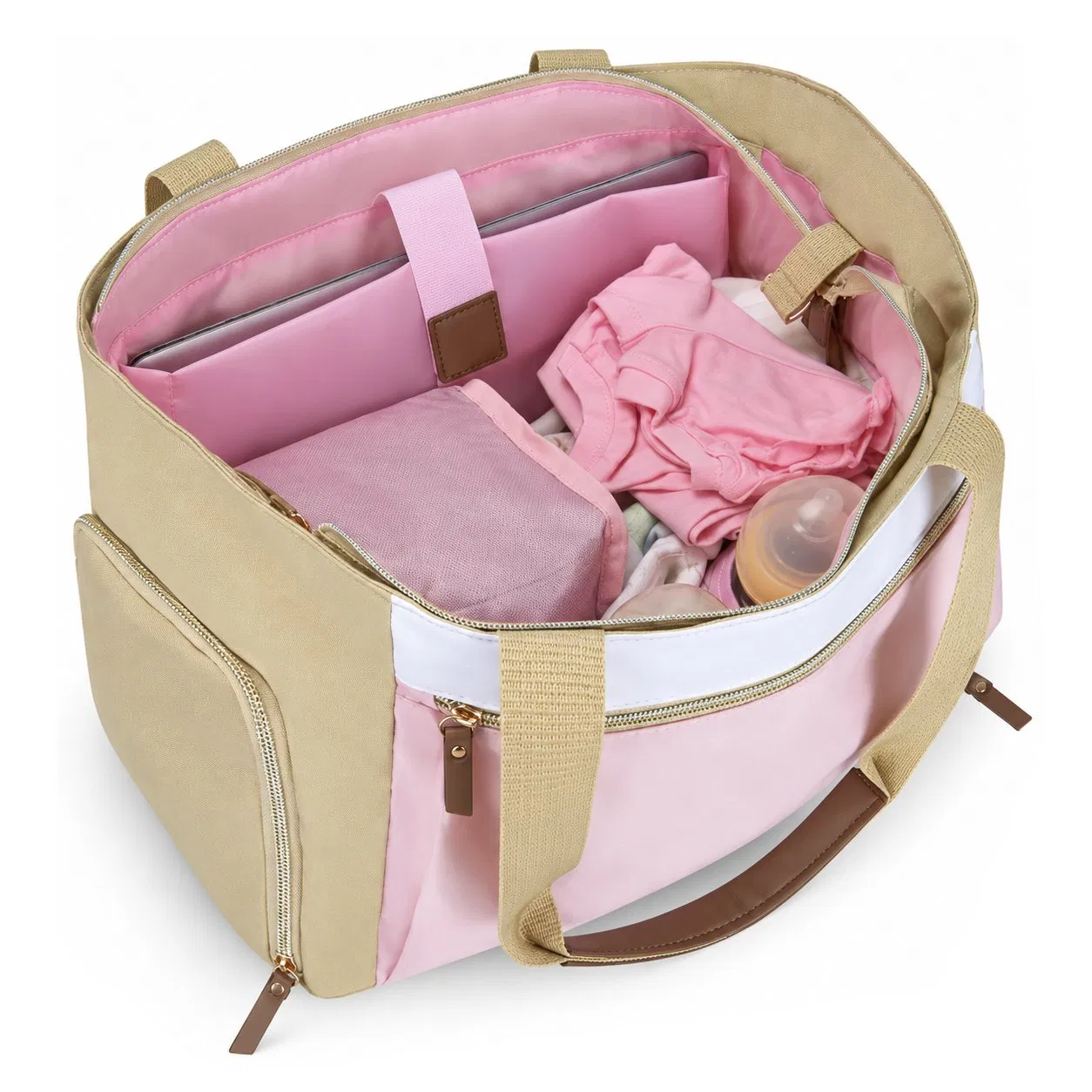 Custom Nylon Travel Diaper Shoulder Bag Large Capacity Water Resistant Baby Organizer with Luggage Sleeve