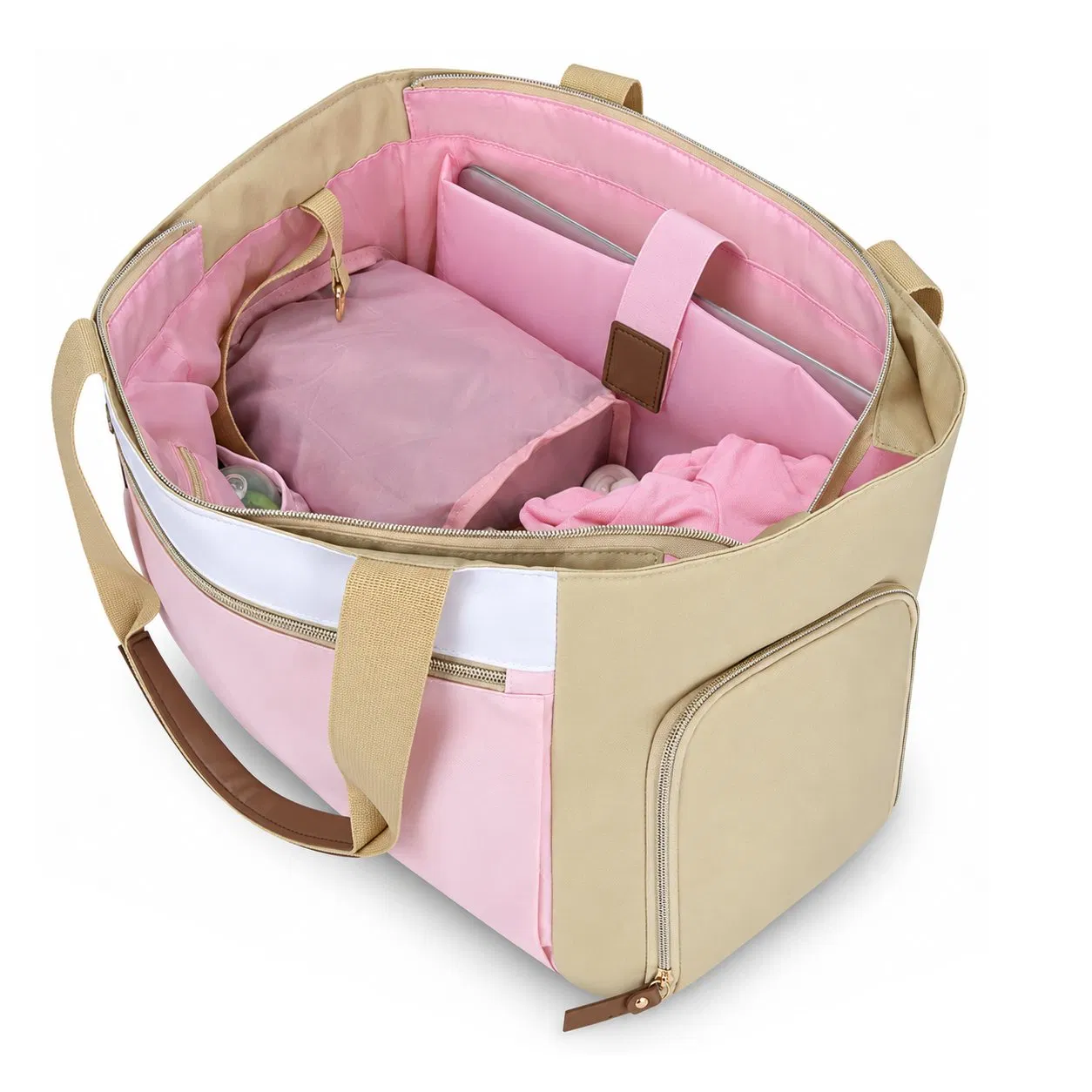 Custom Nylon Travel Diaper Shoulder Bag Large Capacity Water Resistant Baby Organizer with Luggage Sleeve