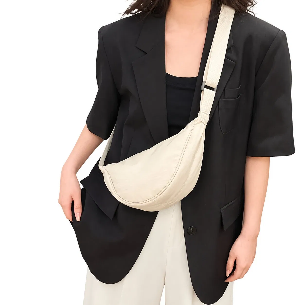 Custom Polyester Half Moon Shoulder Crossbody Bag for Women with Adjustable Strap for Travel and Daily Use