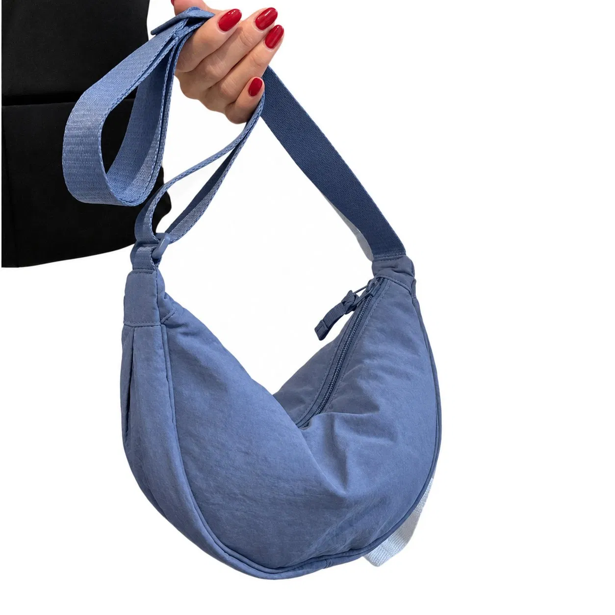 Custom Polyester Half Moon Shoulder Crossbody Bag for Women with Adjustable Strap for Travel and Daily Use