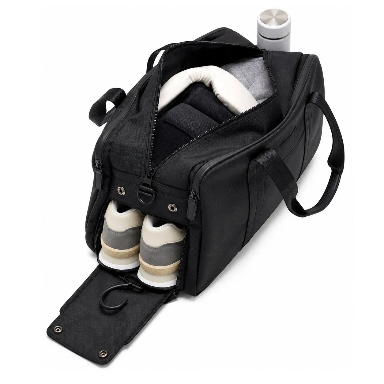 Custom Large Capacity Nylon Travel Duffel Bag with Shoe Compartment