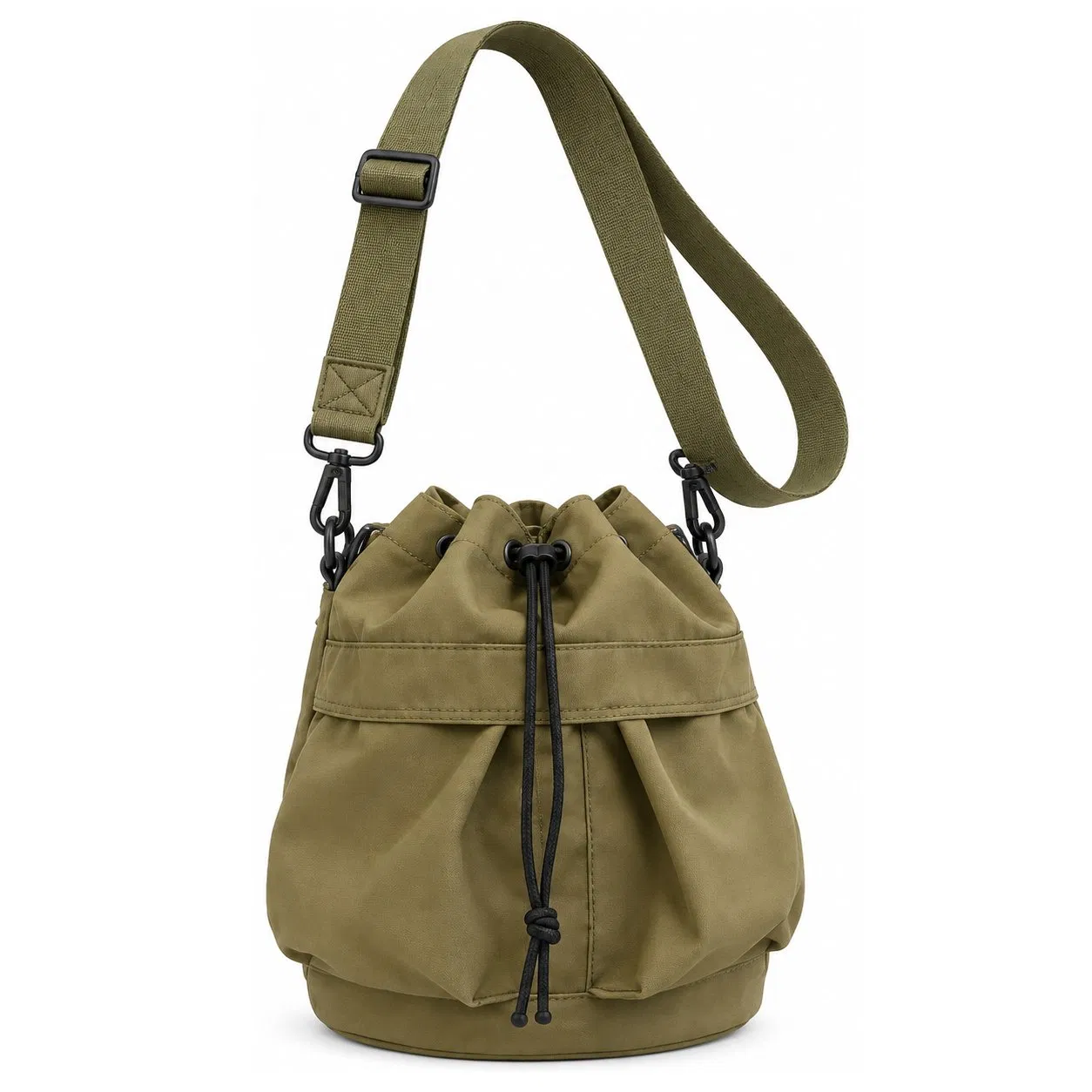 Custom Lightweight Nylon Drawstring Crossbody Shoulder Bag for Women