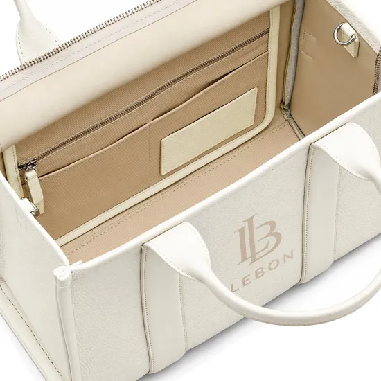 Full Grain Leather Tote Bag with Zipper Closure Adjustable Shoulder Strap and Top Handles