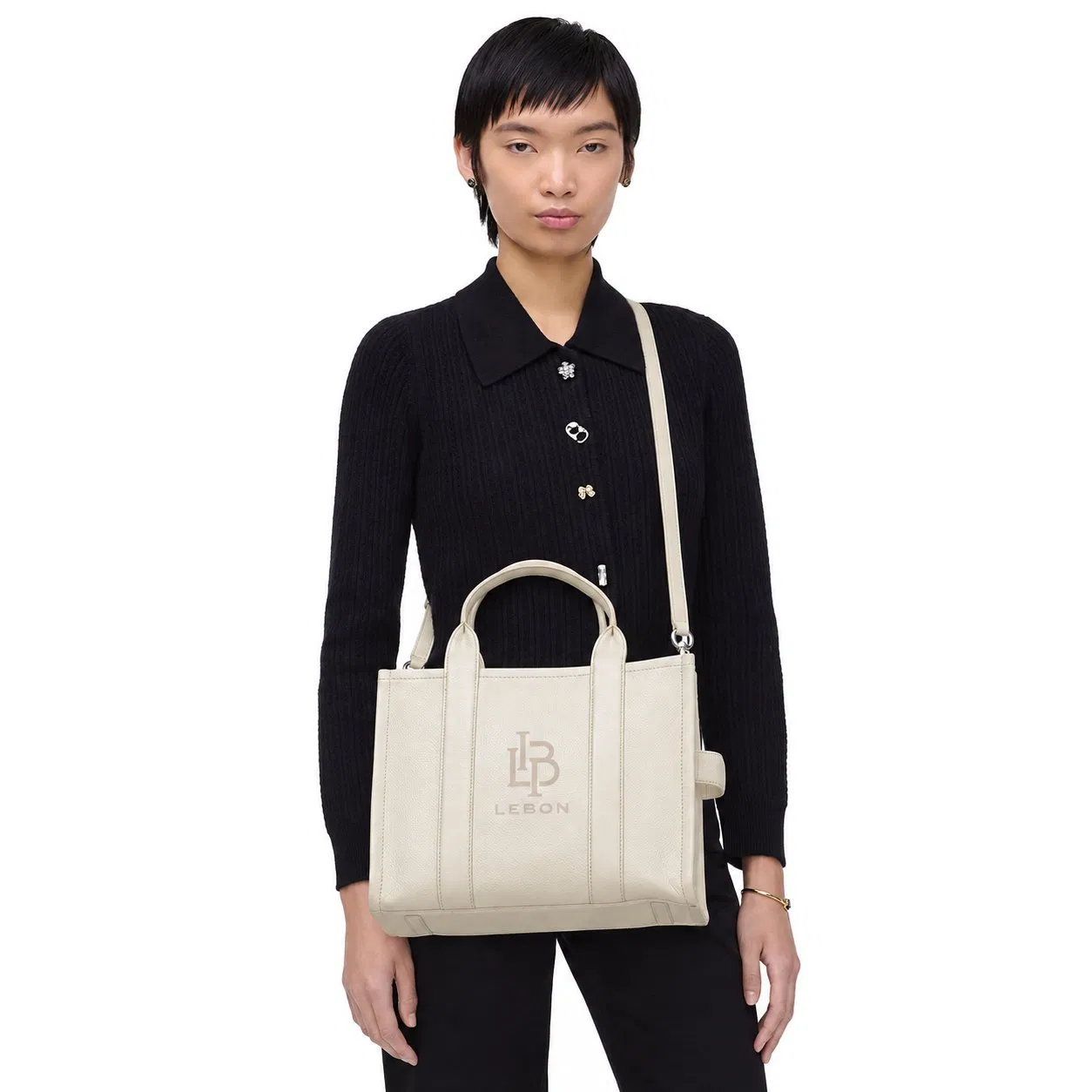 Full Grain Leather Tote Bag with Zipper Closure Adjustable Shoulder Strap and Top Handles