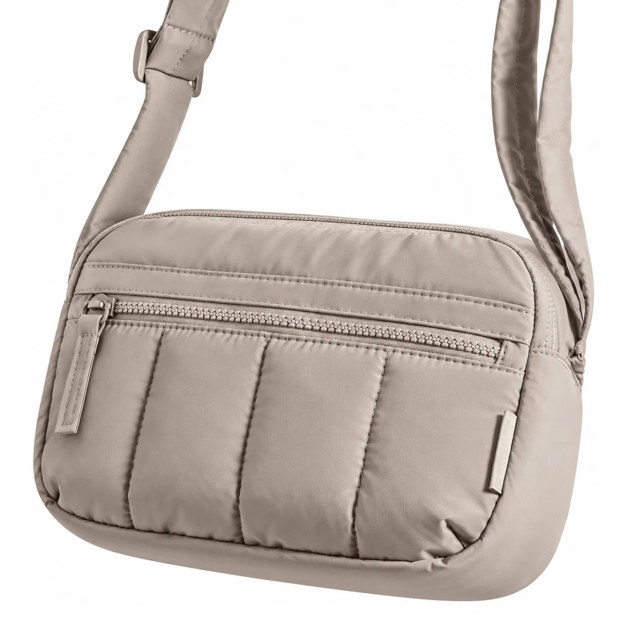 Custom Polyester Puffy Quilted Crossbody Shoulder Bag with Secure Zipper for Travel