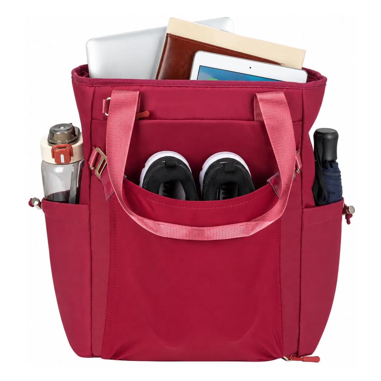 Custom Waterproof Nylon Travel Tote Bag with Luggage Sleeve Soft Handles and Large Capacity