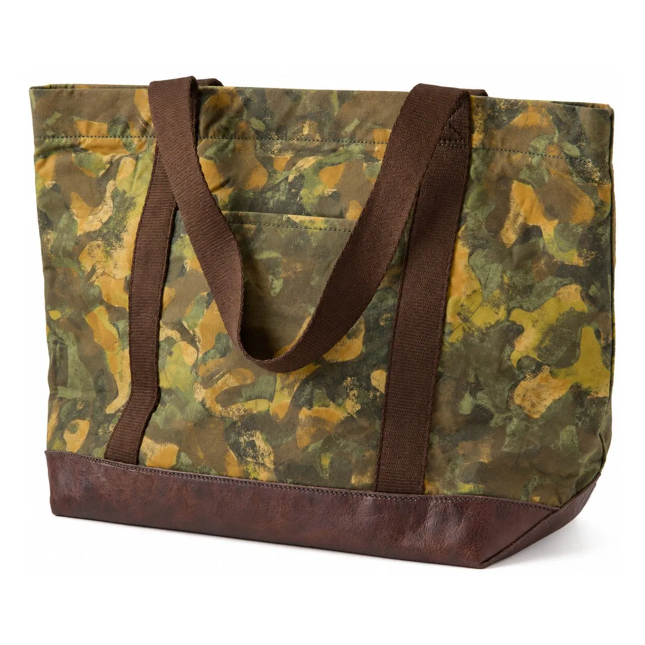 Custom Waxed Canvas Tote Bag with Leather Base and Padded Laptop Sleeve