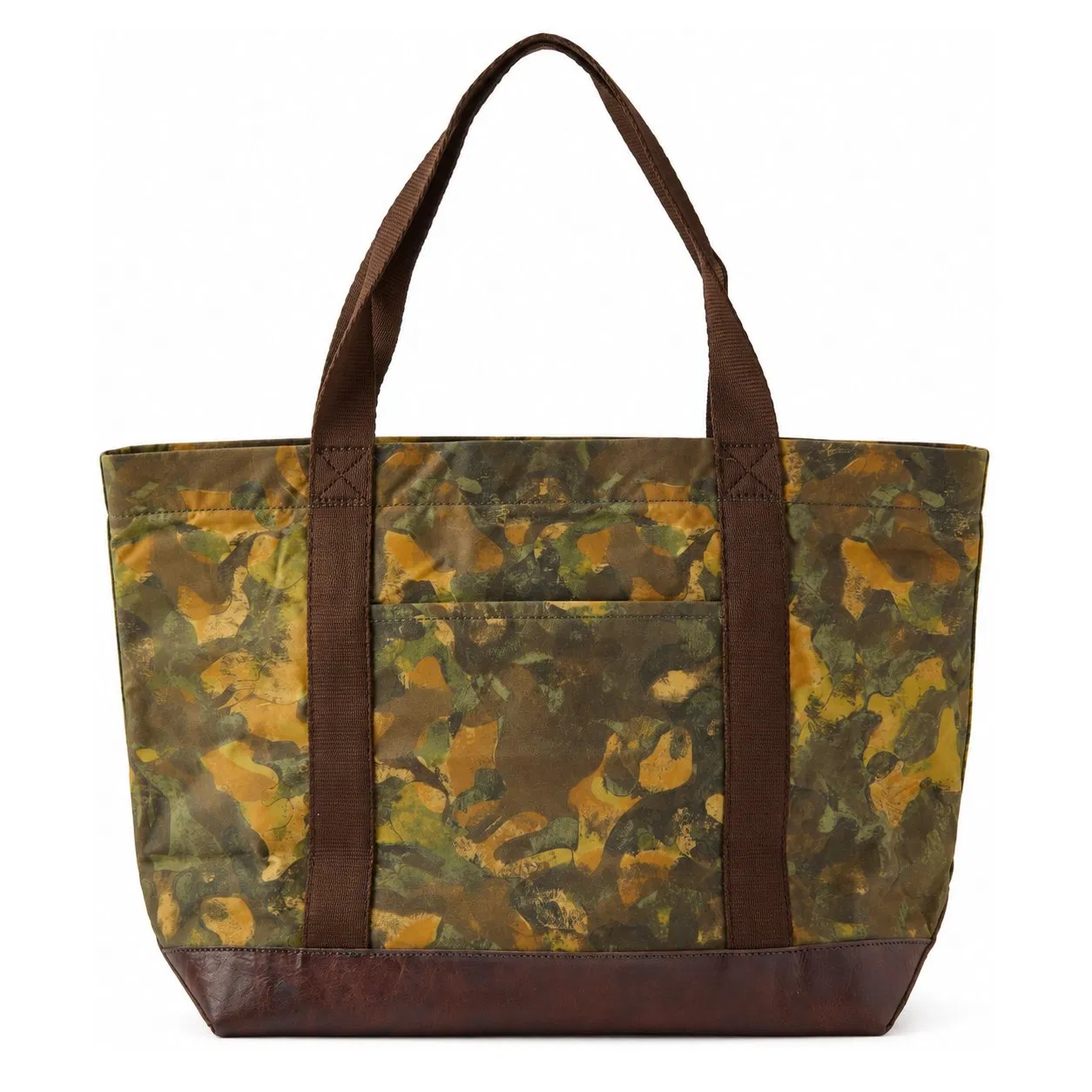 Custom Waxed Canvas Tote Bag with Leather Base and Padded Laptop Sleeve
