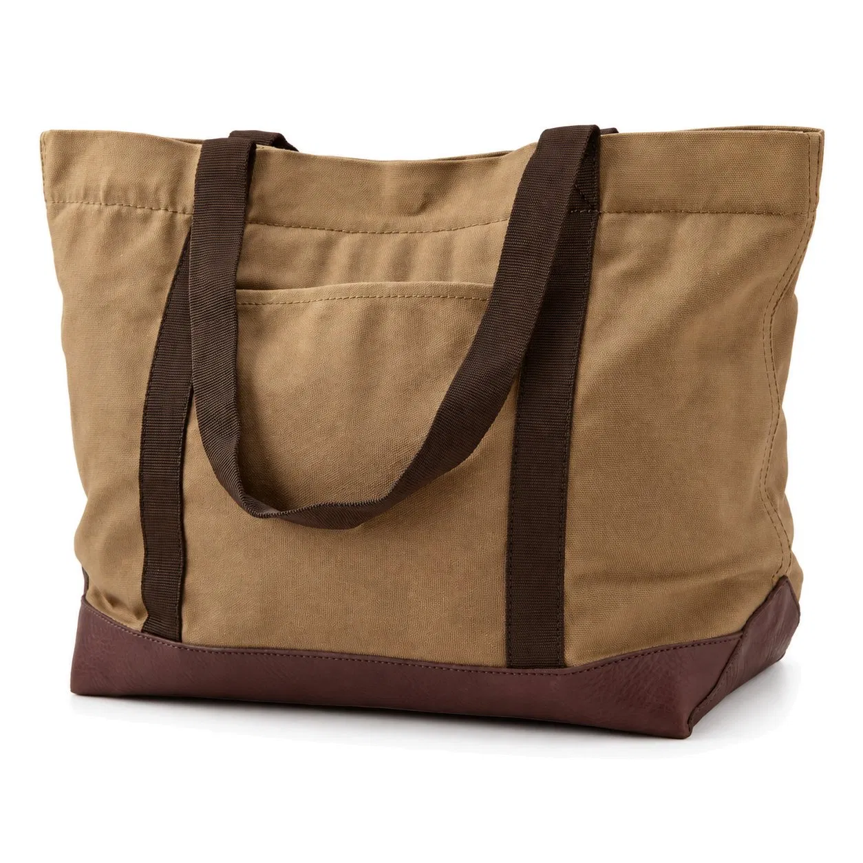 Custom Waxed Canvas Tote Bag with Leather Base and Padded Laptop Sleeve