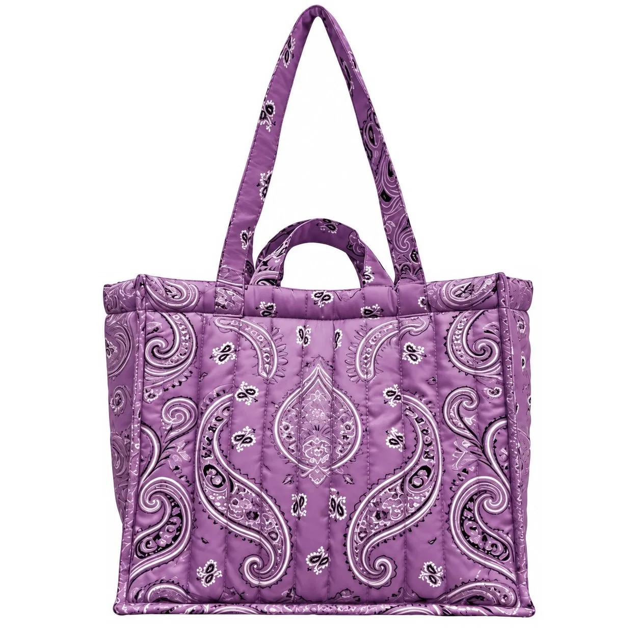 Custom Lightweight Quilted Nylon Tote Bag with Shoulder Straps for Travel Beach Shopping