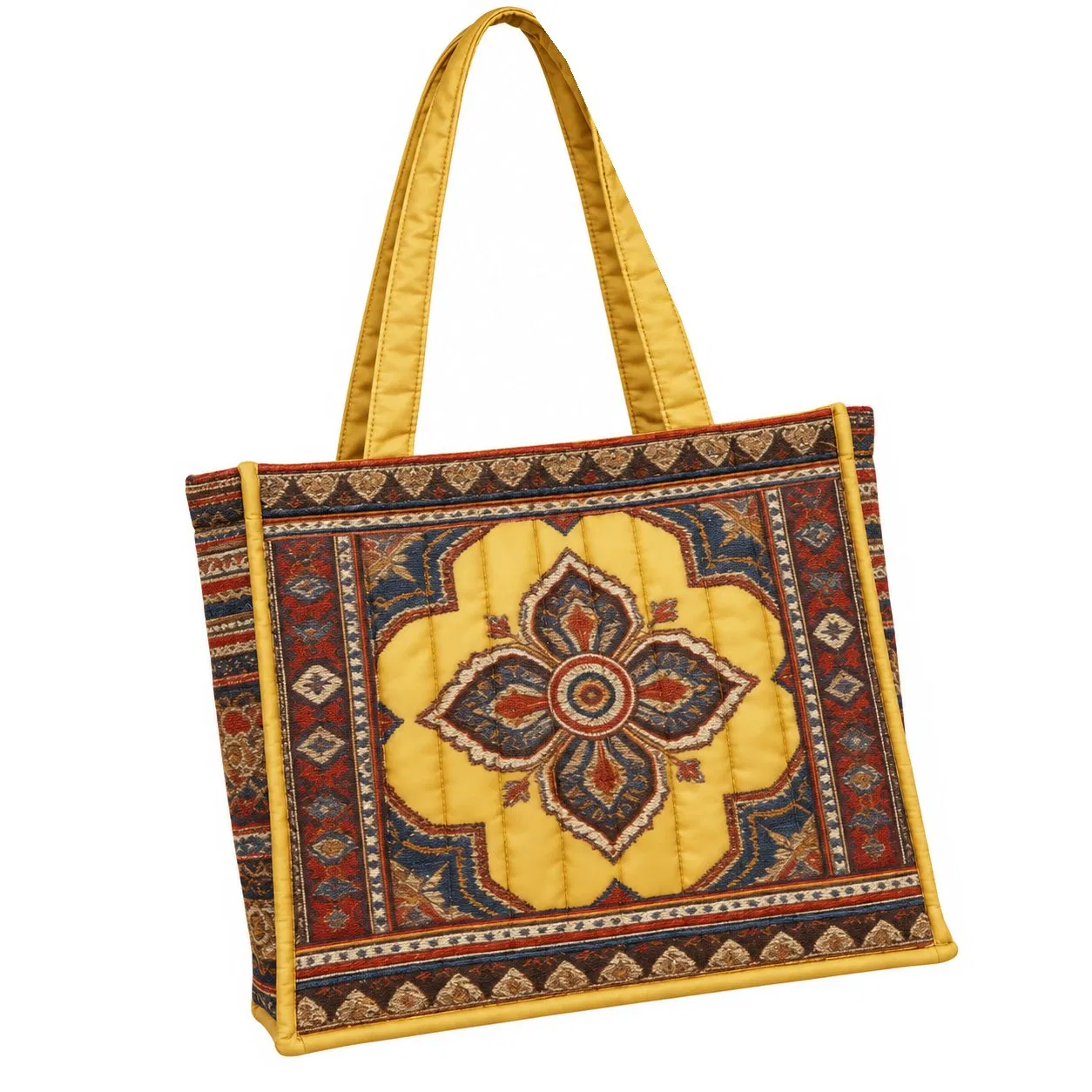 Custom Lightweight Quilted Nylon Tote Bag with Shoulder Straps for Travel Beach Shopping