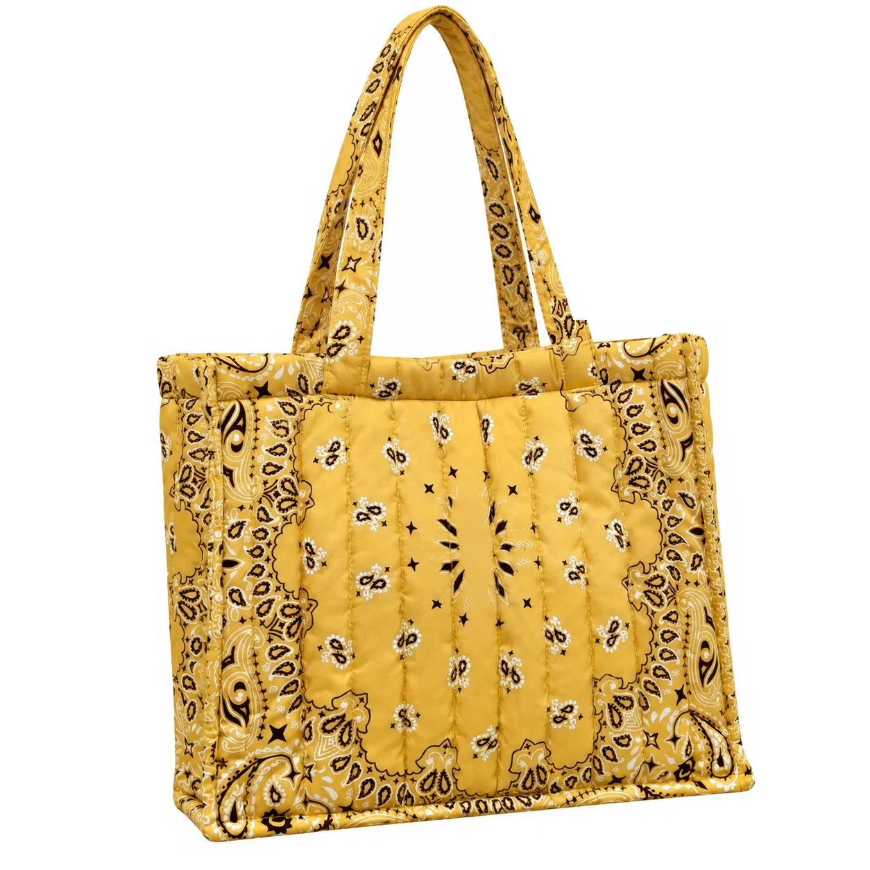 Custom Lightweight Quilted Nylon Tote Bag with Shoulder Straps for Travel Beach Shopping