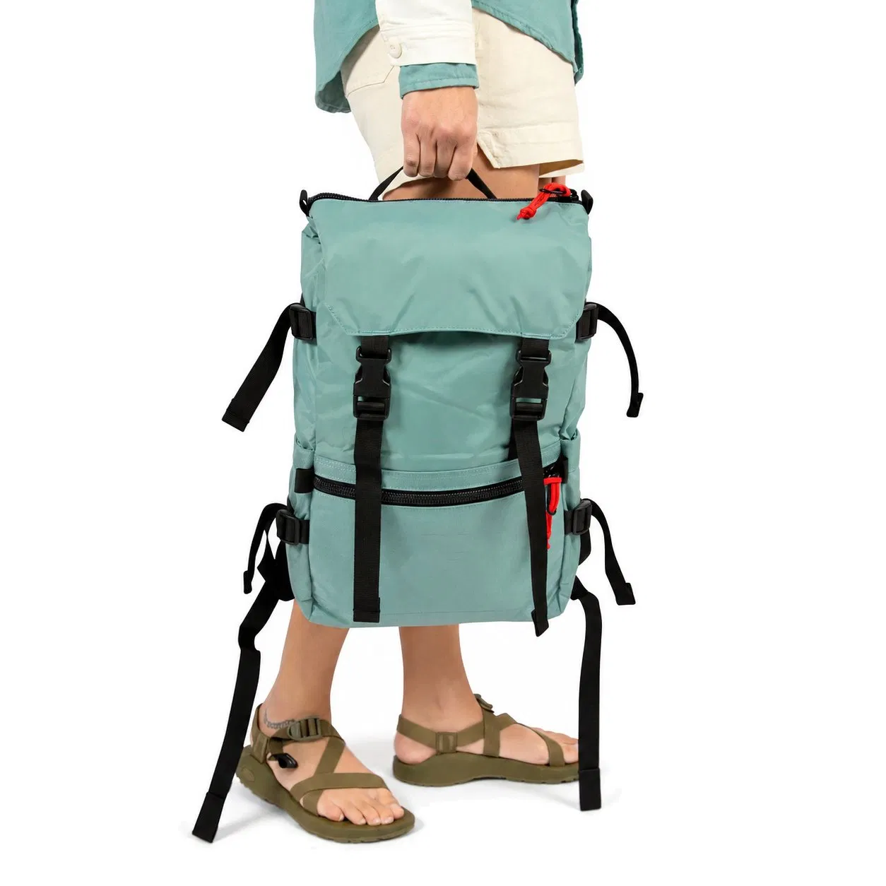 Custom Recycled Nylon Daypack Backpack with Flap Top and Padded Laptop Sleeve