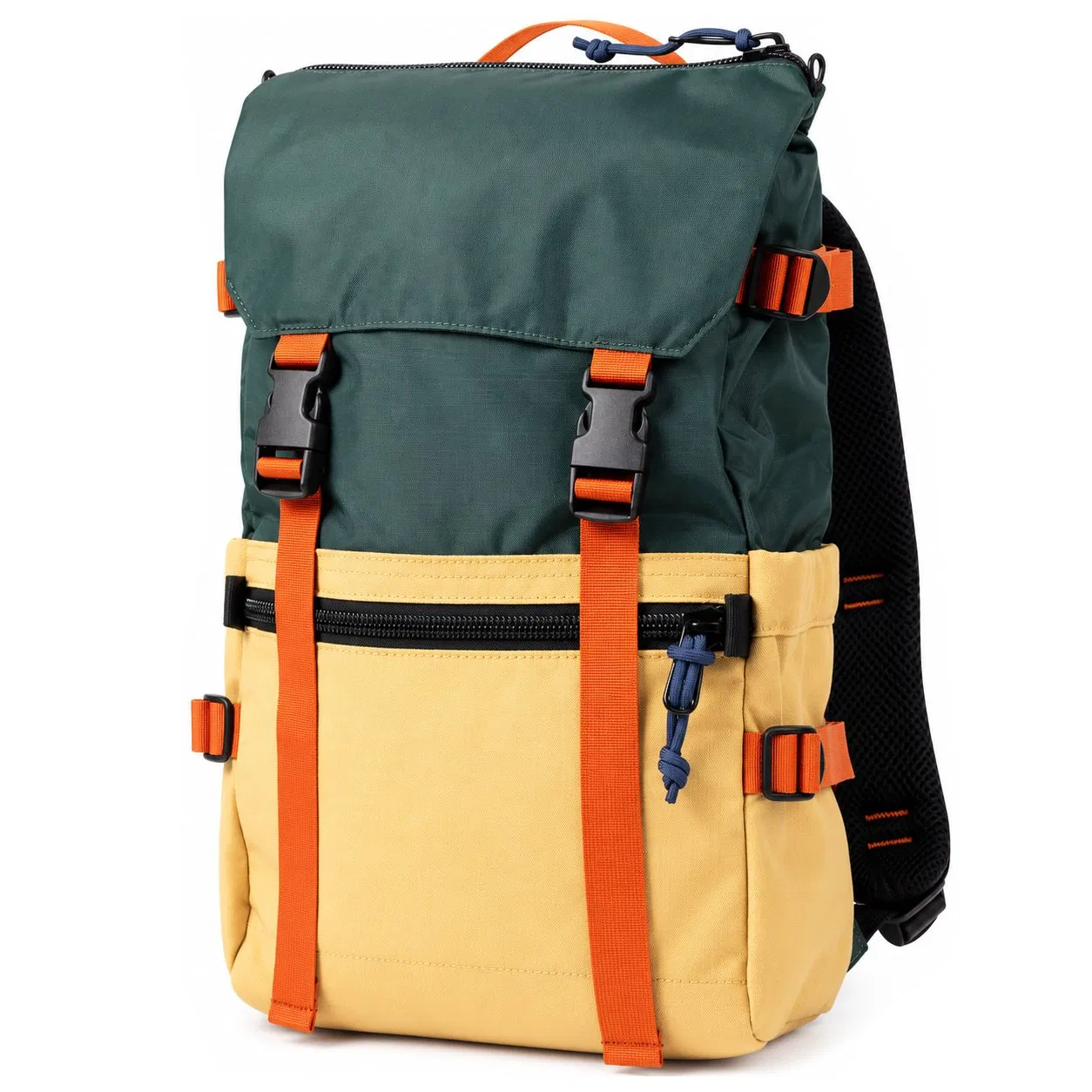 Custom Recycled Nylon Daypack Backpack with Flap Top and Padded Laptop Sleeve