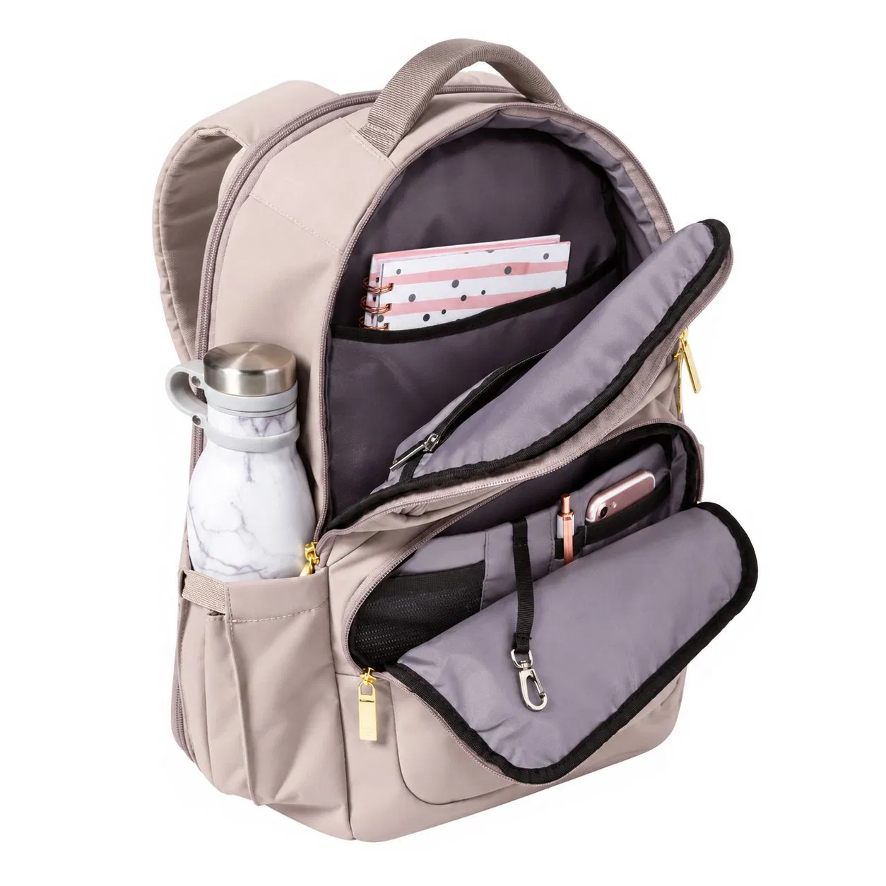 Custom Nylon Backpack with Multiple Pockets and Soft Handle for School Travel and Outdoor Use