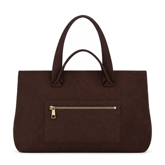 Custom Logo Soft Knitted Tote Bag for Women with Front Zipper Pocket