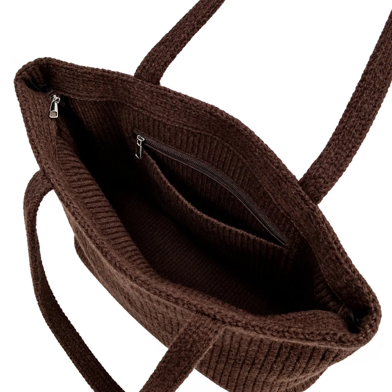 Custom Polyester Knit Women Tote Bag with Two Front Pockets
