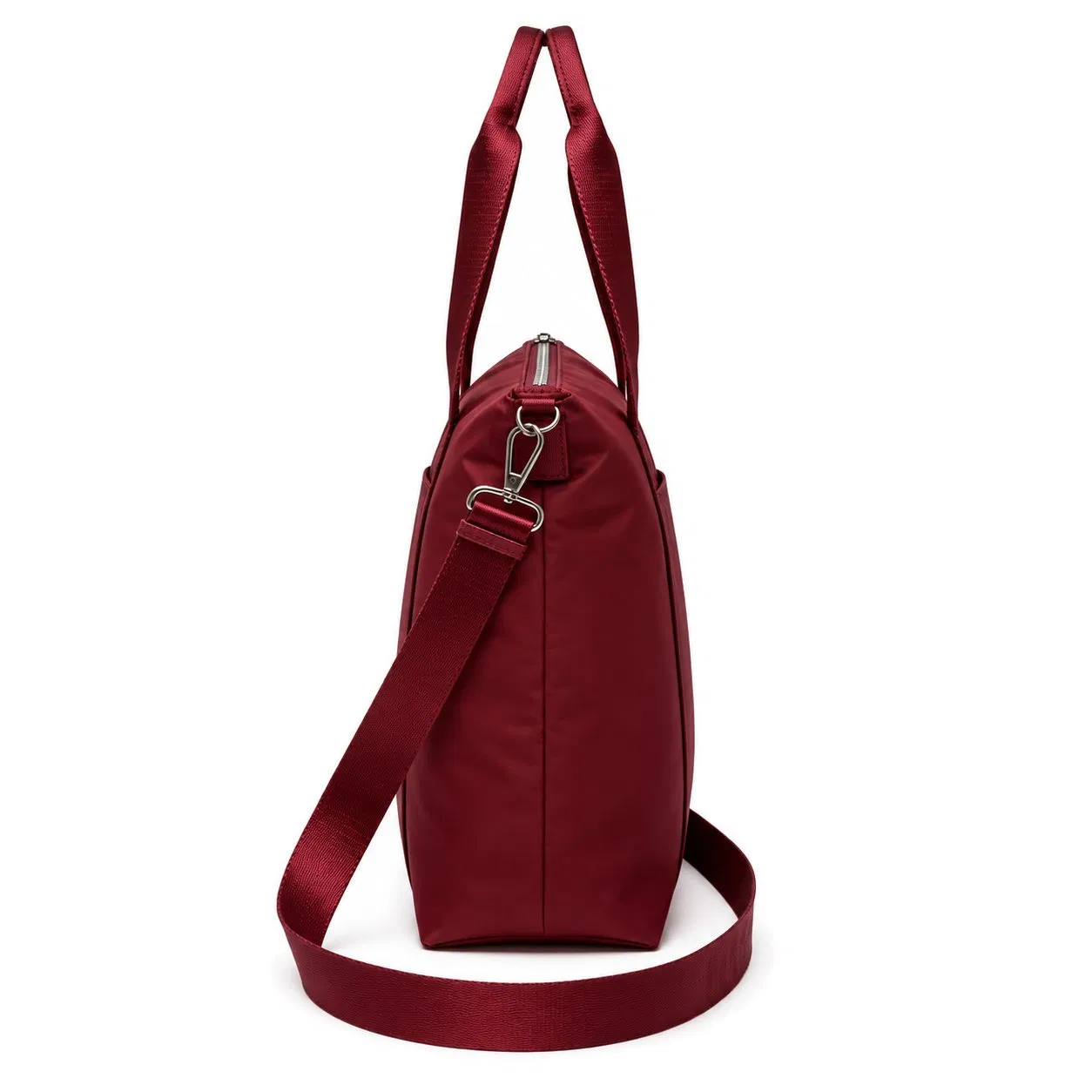 Lightweight Waterproof Nylon Tote Bag for Women with Zipper and Shoulder Straps