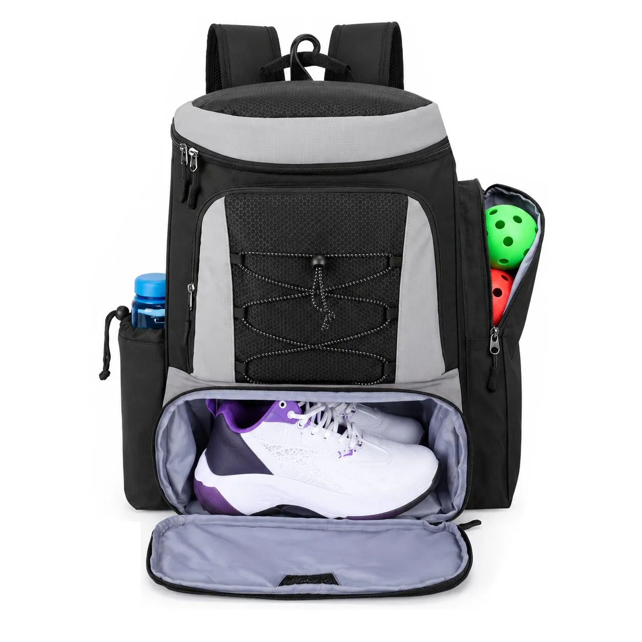 Custom Water Resistant Pickleball Paddle Backpack for Four Rackets with Fence Hook