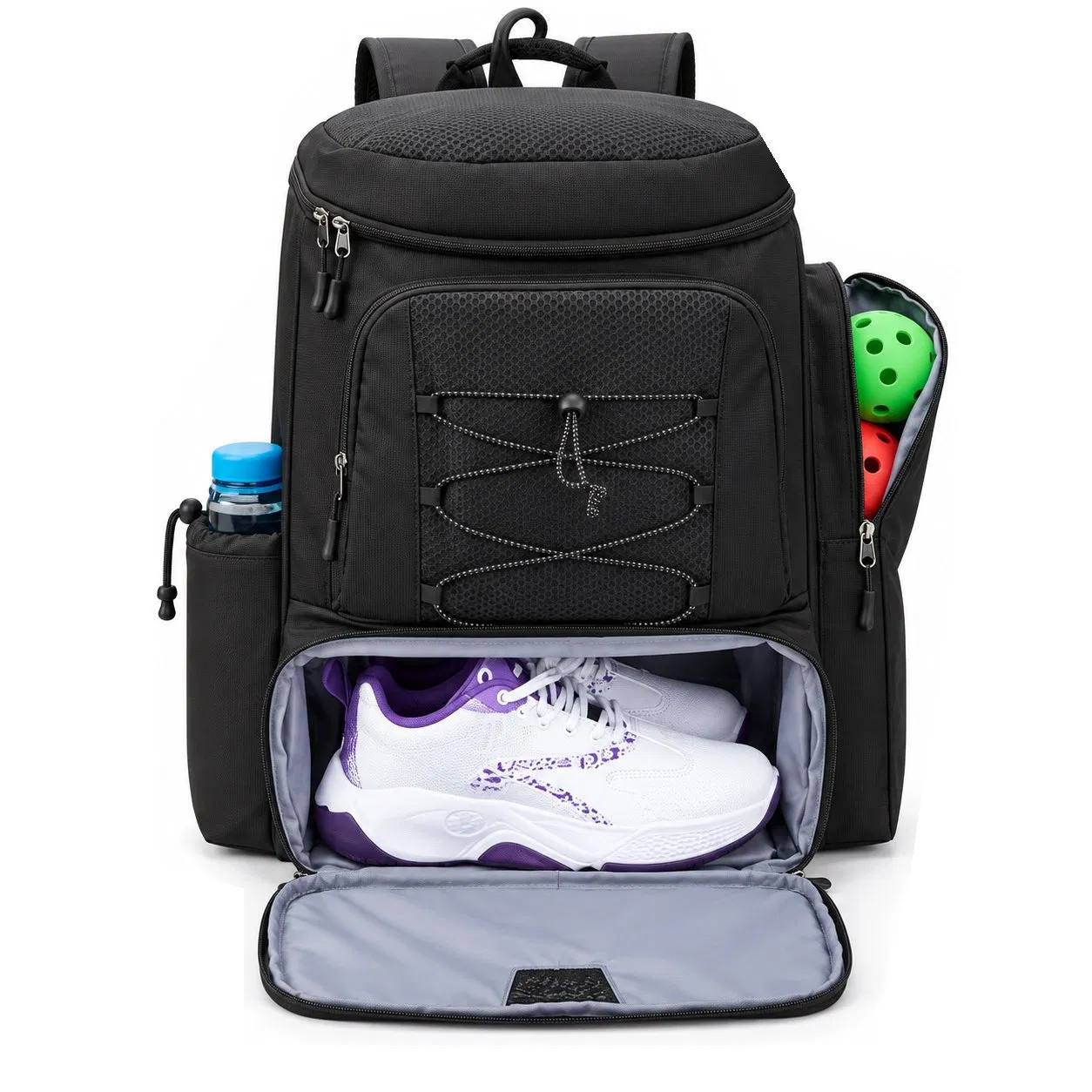 Custom Water Resistant Pickleball Paddle Backpack for Four Rackets with Fence Hook