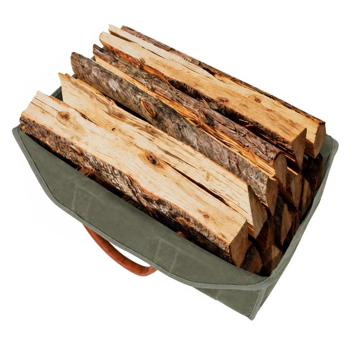 Large Capacity Waxed Canvas Firewood Carrier Bag Foldable Log Holder Garden Tote