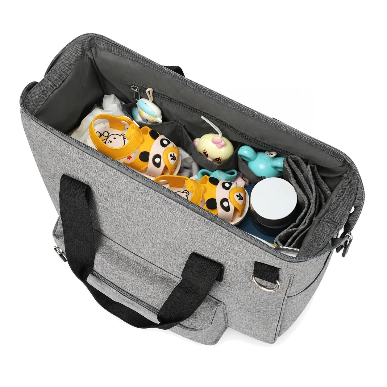 Functional Polyester Diaper Tote Bag with Changing Pad Maternity Travel Storage Custom Logo