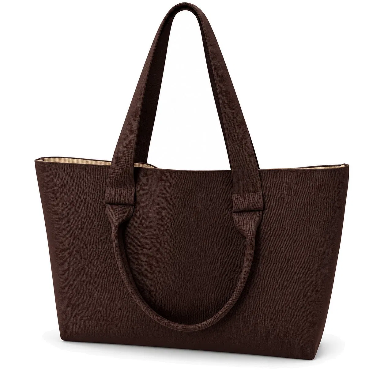 Custom Logo Knit Tote Bag with Zipper Closure Polyester Lining for Women Shopping Travel