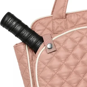 Waterproof Quilted Pickleball Tennis Racket Tote Bag for Women with Removable Shoulder Strap