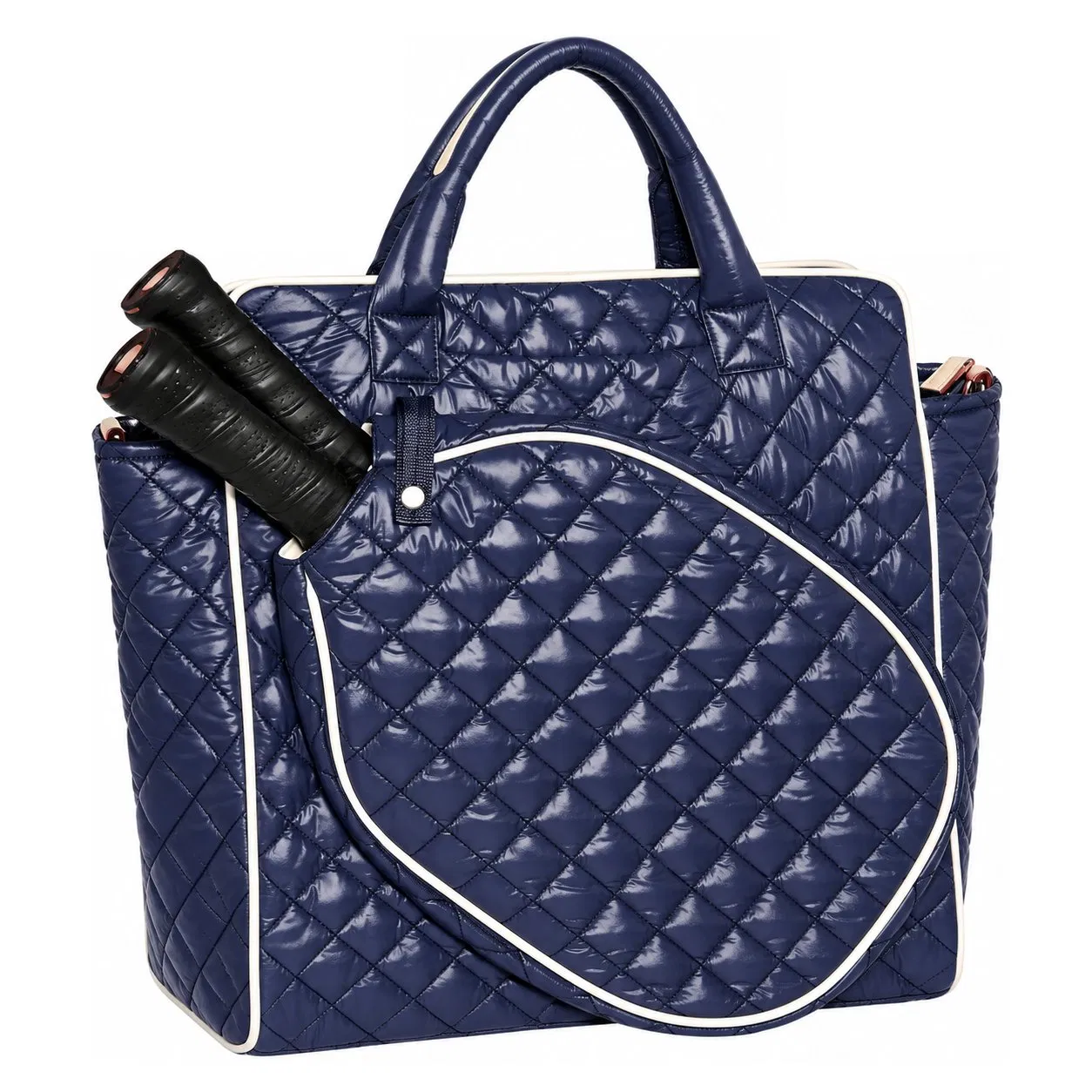 Waterproof Quilted Pickleball Tennis Racket Tote Bag for Women with Removable Shoulder Strap