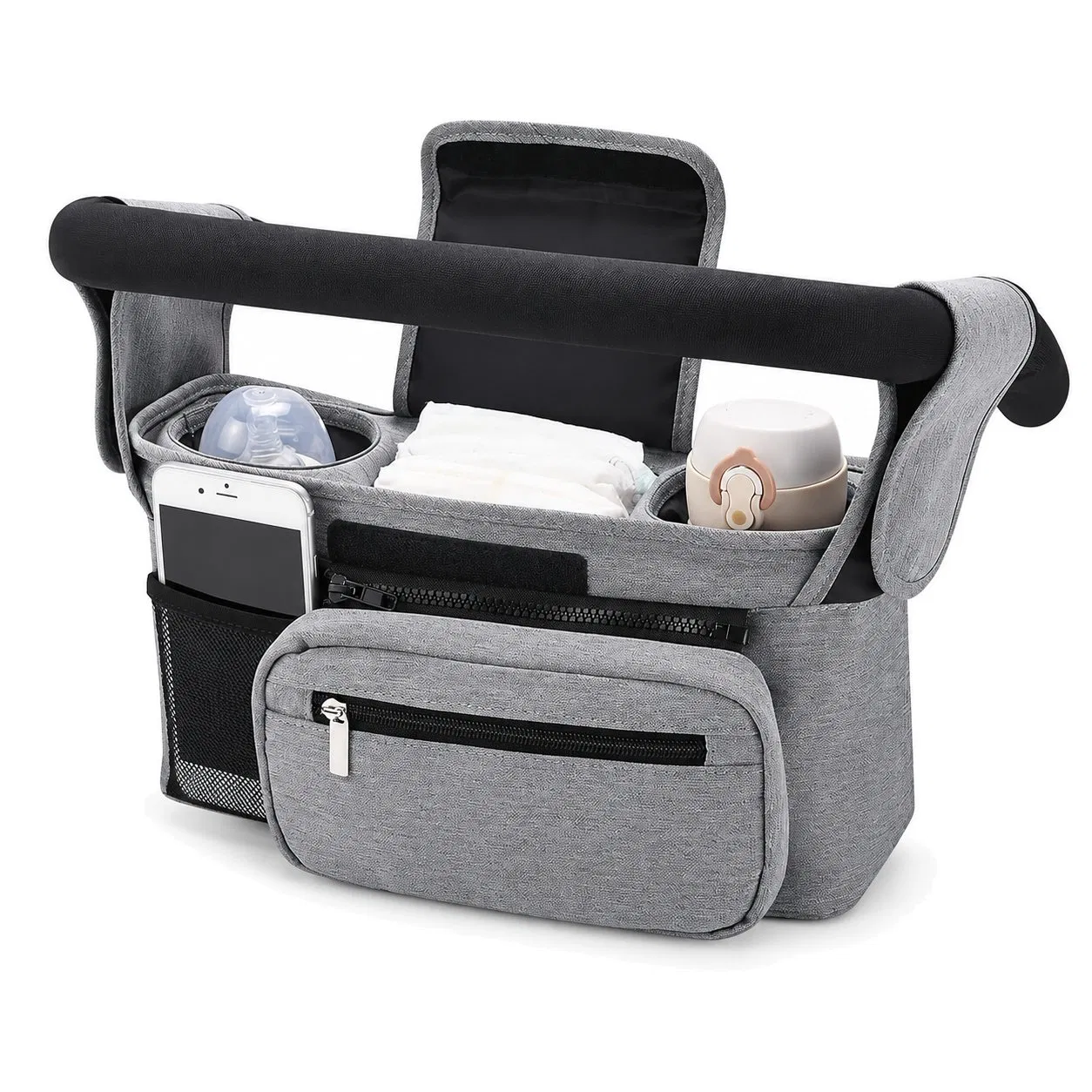 Custom Stroller Organizer Diaper Caddy Bag with Multiple Pockets Insulated Compartment