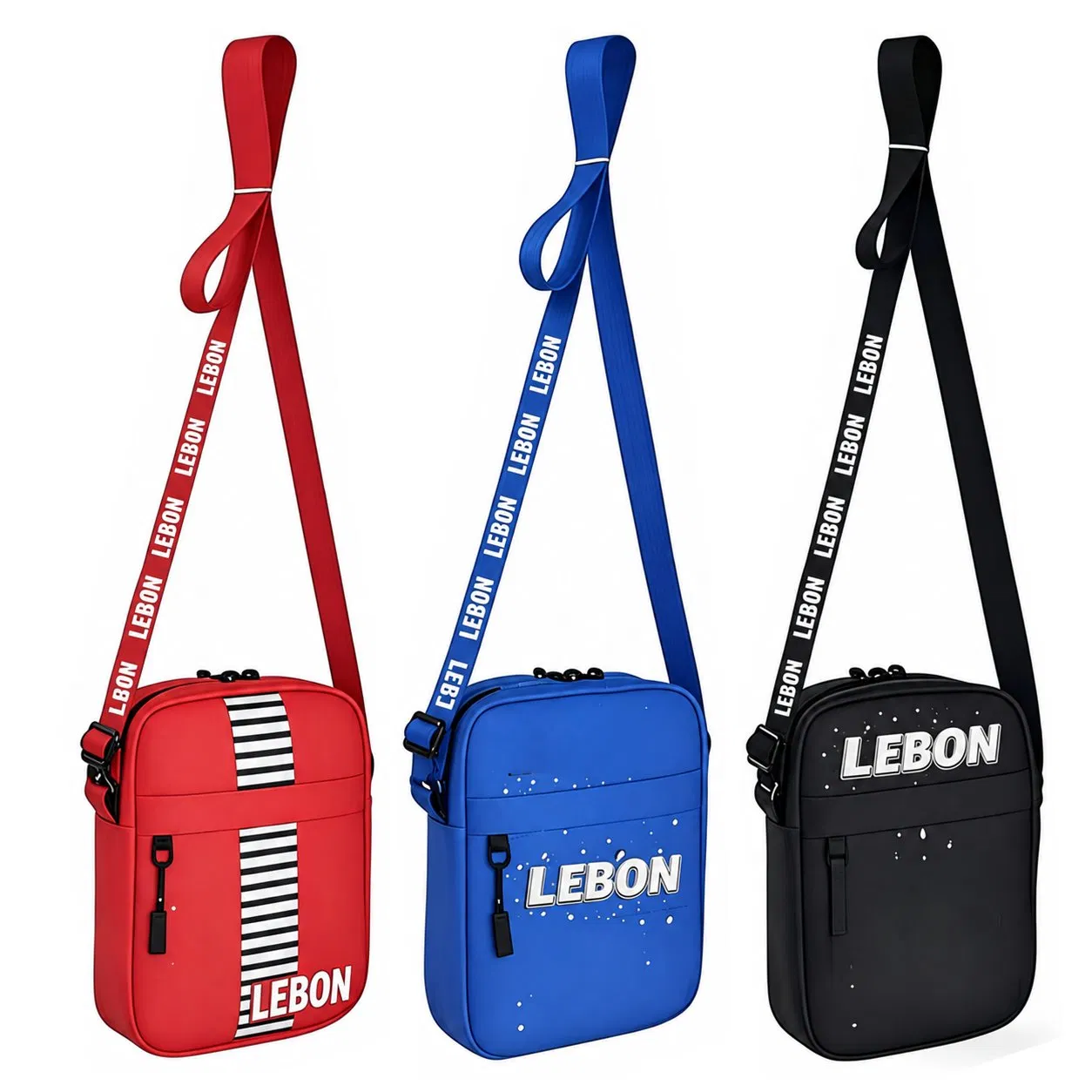 Unisex Nylon Waterproof Striped Lightweight Zipper Crossbody Messenger Bag