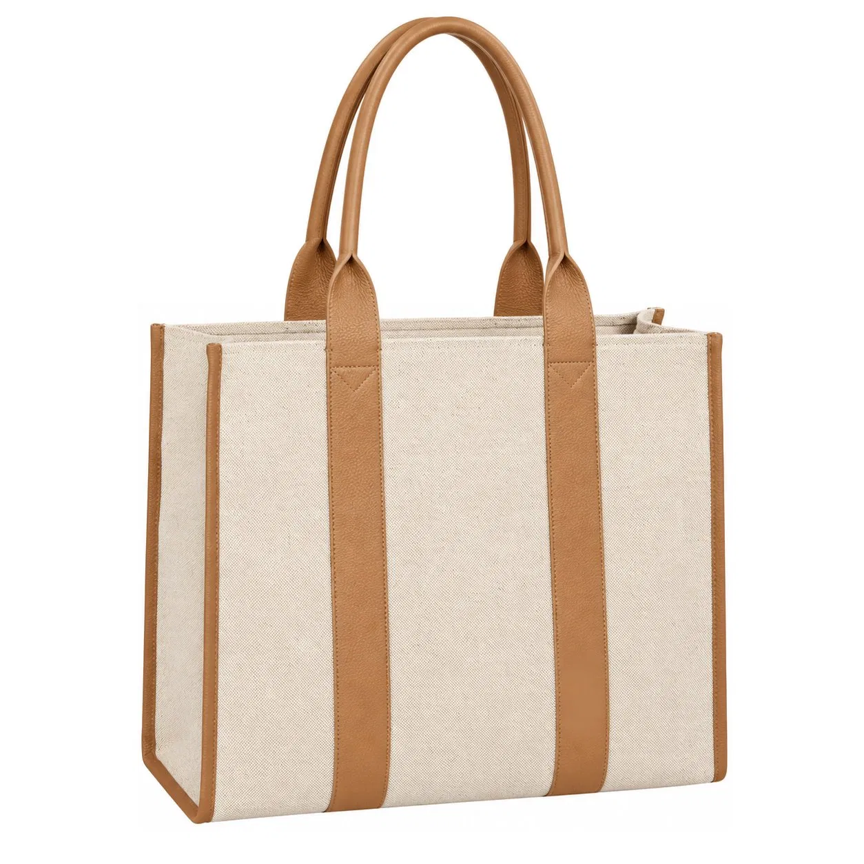 Custom Logo Canvas Zipper Tote Bag with Letter Decoration for Women