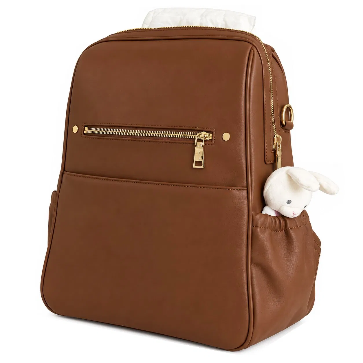 Custom Microfiber Vegan Leather Diaper Backpack with Insulated Pockets and Changing Mat