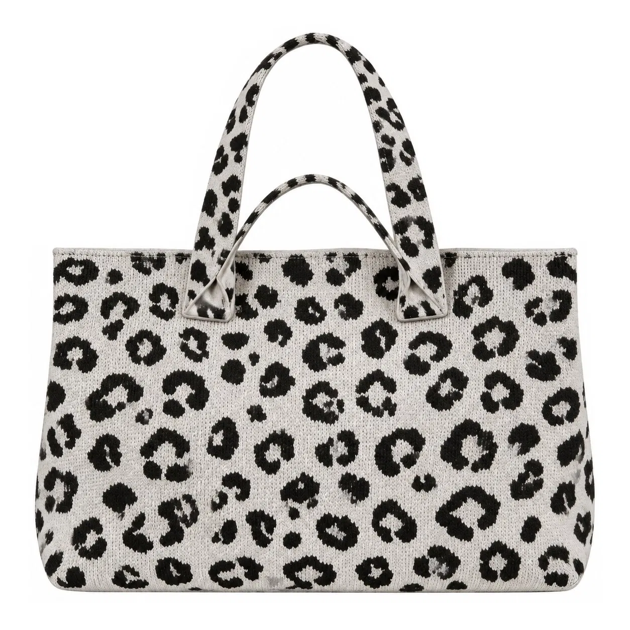 Custom Leopard Pattern Knitted Shopping Tote Bag