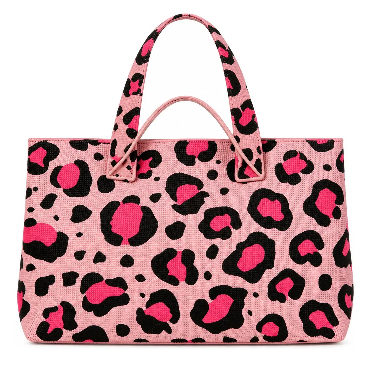 Custom Leopard Pattern Knitted Shopping Tote Bag