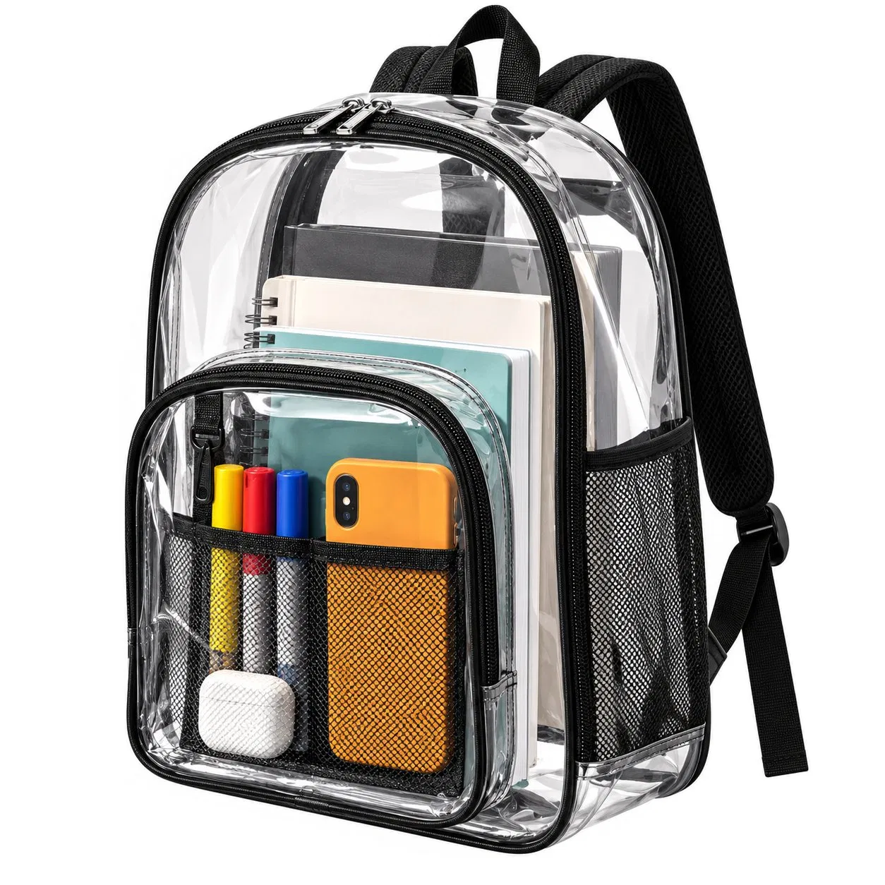 Heavy Duty Clear PVC Backpack with Interior Compartment for College Students
