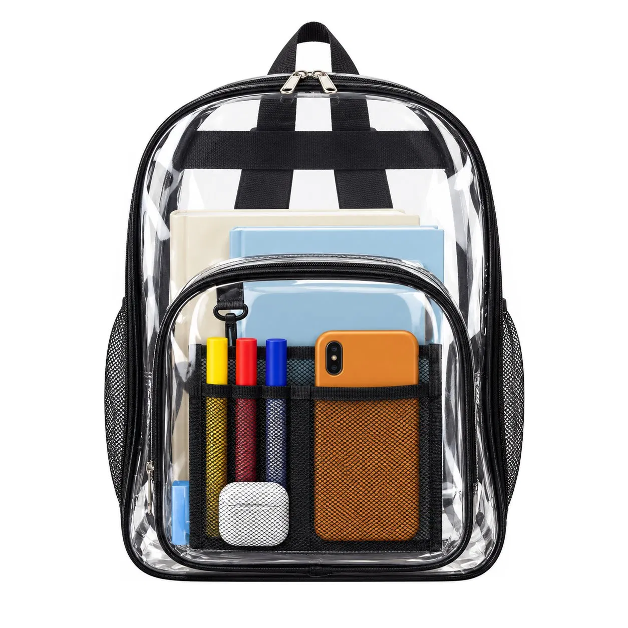 Heavy Duty Clear PVC Backpack with Interior Compartment for College Students