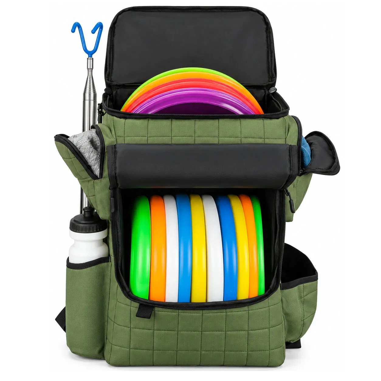 Custom Logo Lightweight Polyester Disc Golf Backpack with Cup Holder