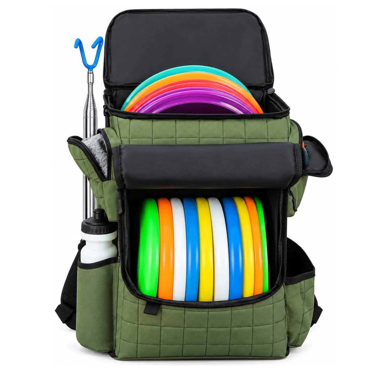 Custom Logo Lightweight Polyester Disc Golf Backpack with Cup Holder