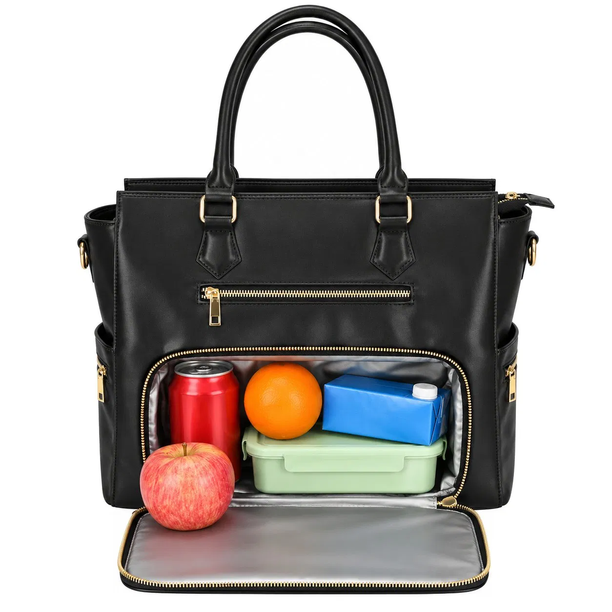 Fashionable PU Insulated Lunch Tote Bag for Office and Picnic