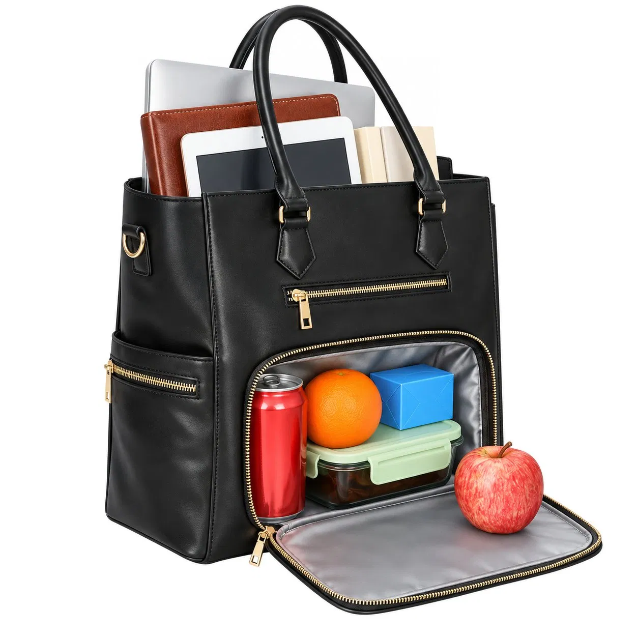 Fashionable PU Insulated Lunch Tote Bag for Office and Picnic