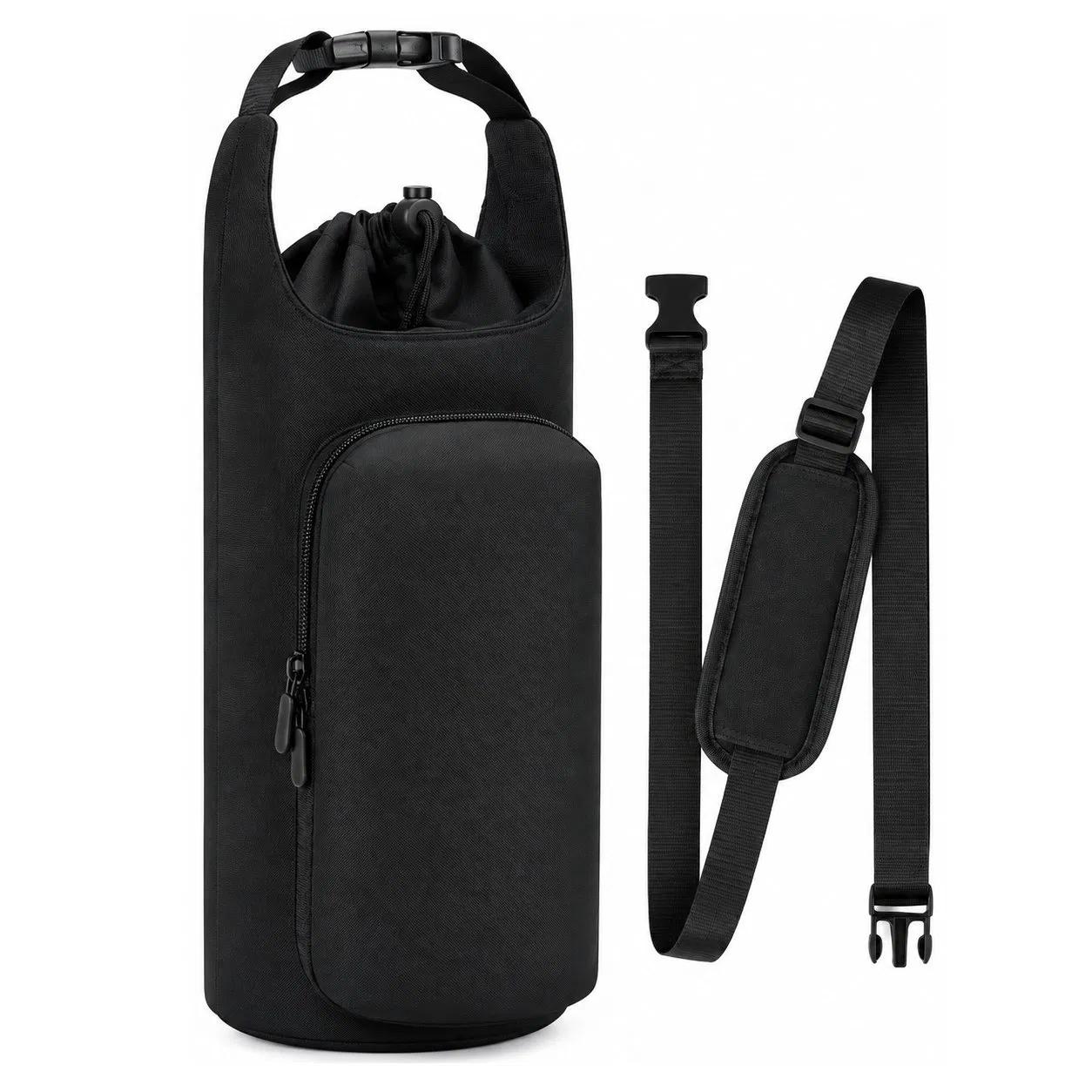 Insulated 32oz Water Bottle Carrier Sling Bag with Phone Pocket and Strap