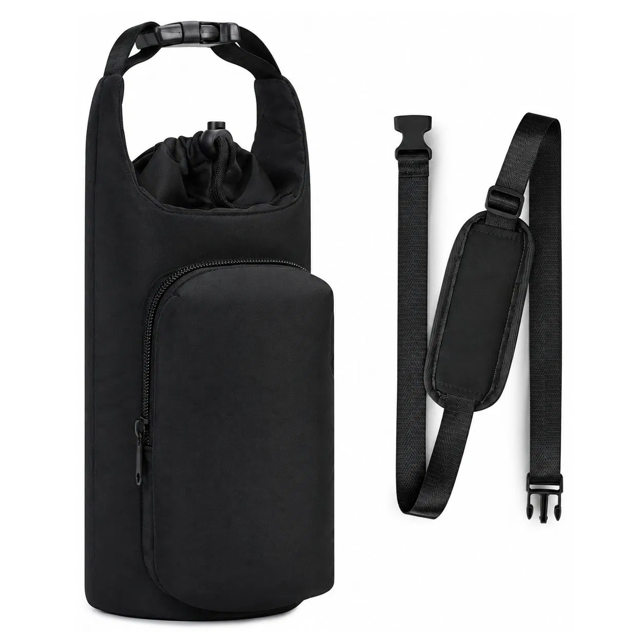 Insulated 32oz Water Bottle Carrier Sling Bag with Phone Pocket and Strap