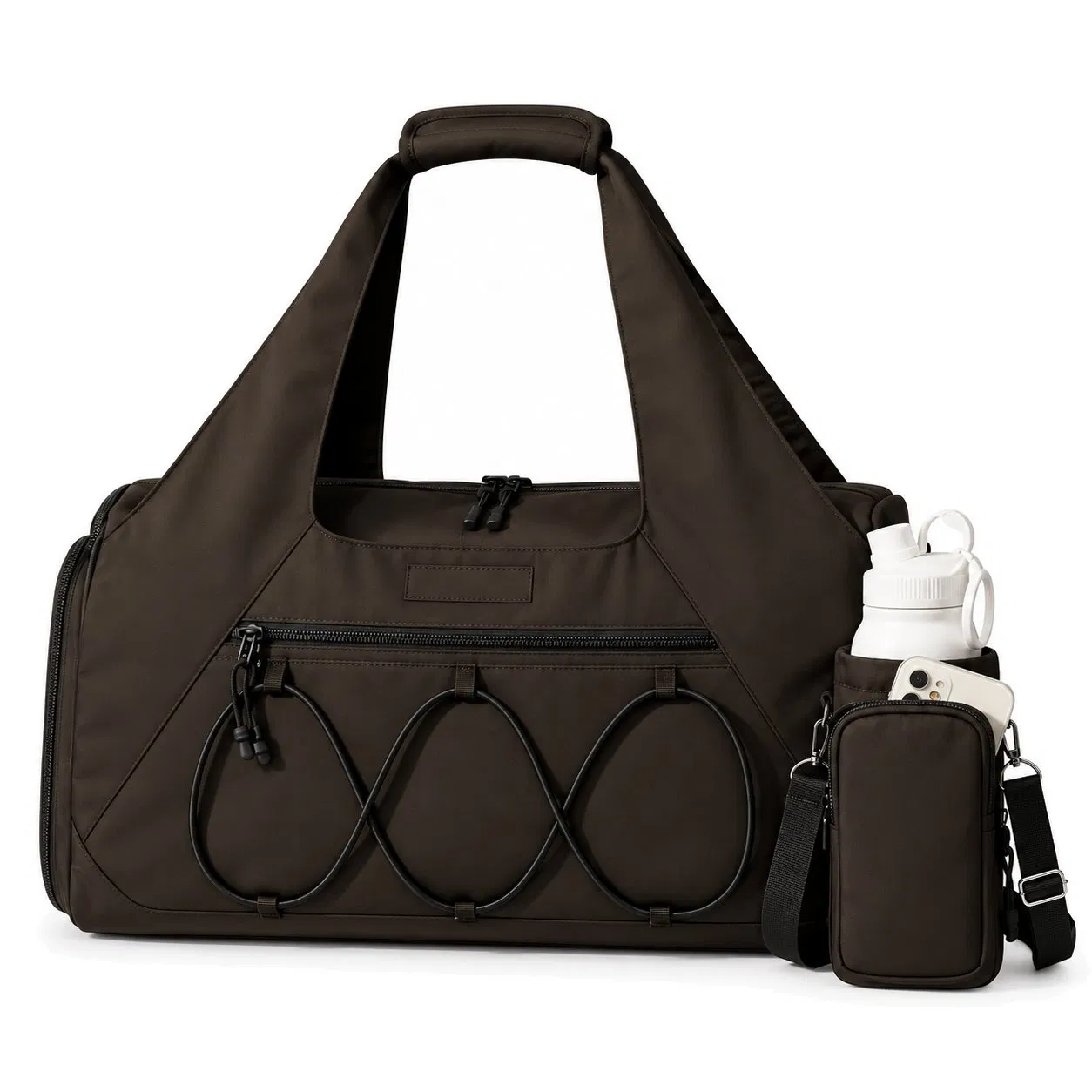 Unisex Waterproof Travel Duffel Gym Bag with Shoe Compartment Bottle Holder and Yoga Mat Strap